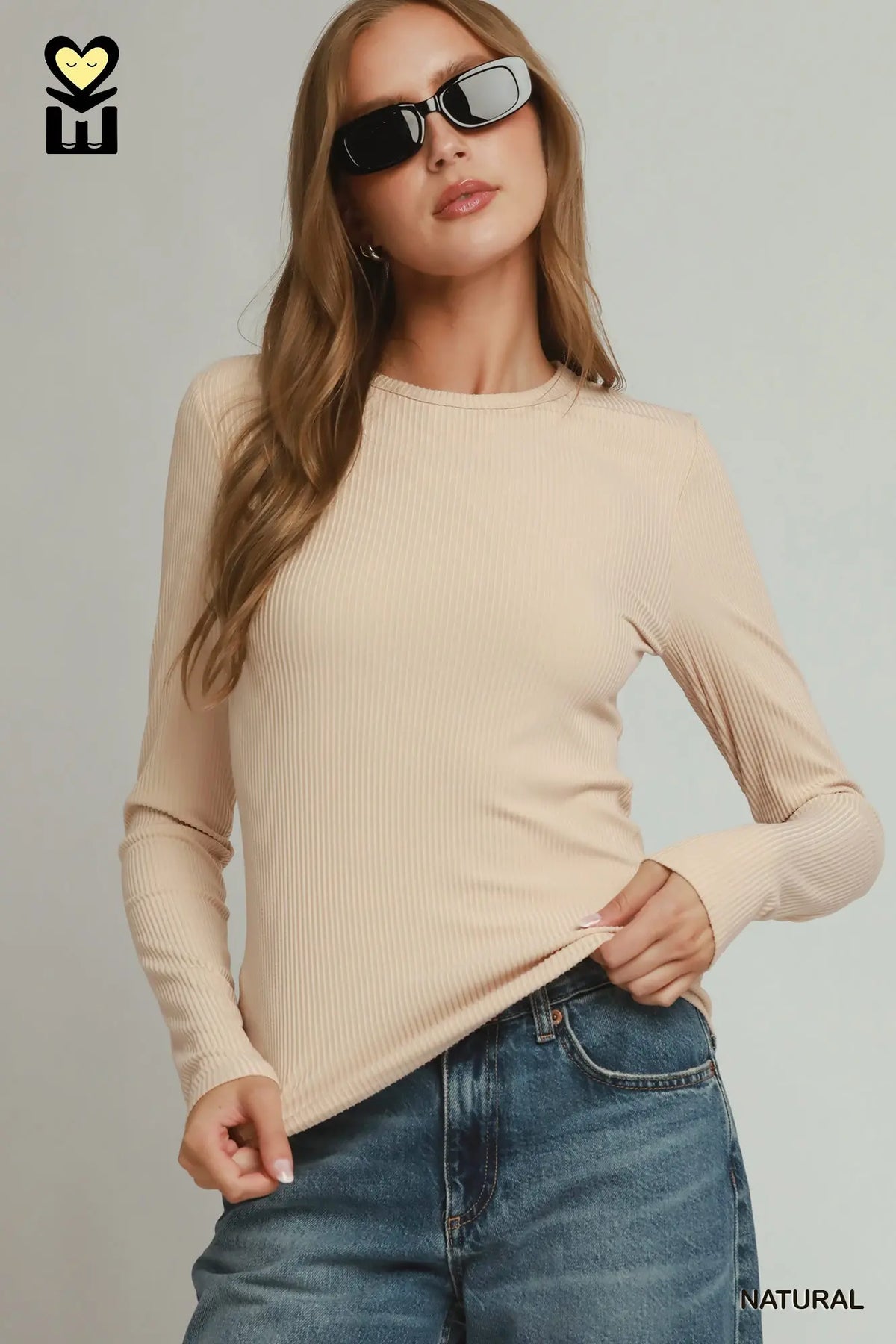 Taya Ribbed Long Sleeve Tee | Natural