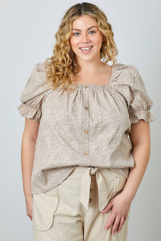 Lauren Blouse (Plus Size) | Taupe