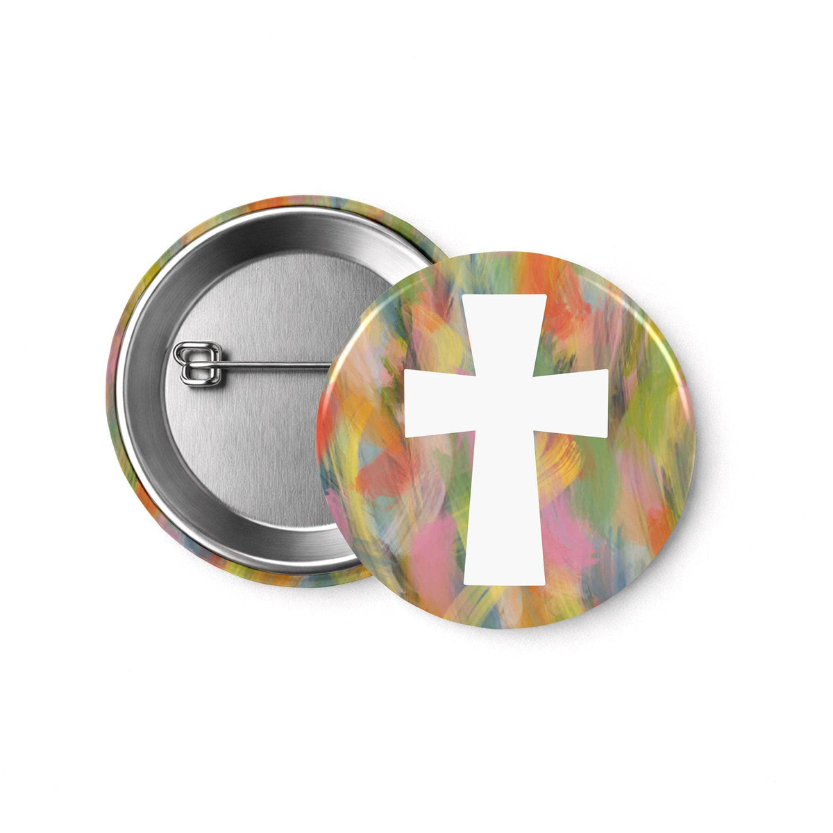 Pinback Button, Colorful Cross