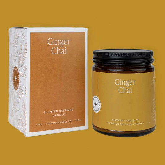 Ginger Chai Essential Oil Beeswax Jar Candle: Non-Toxic