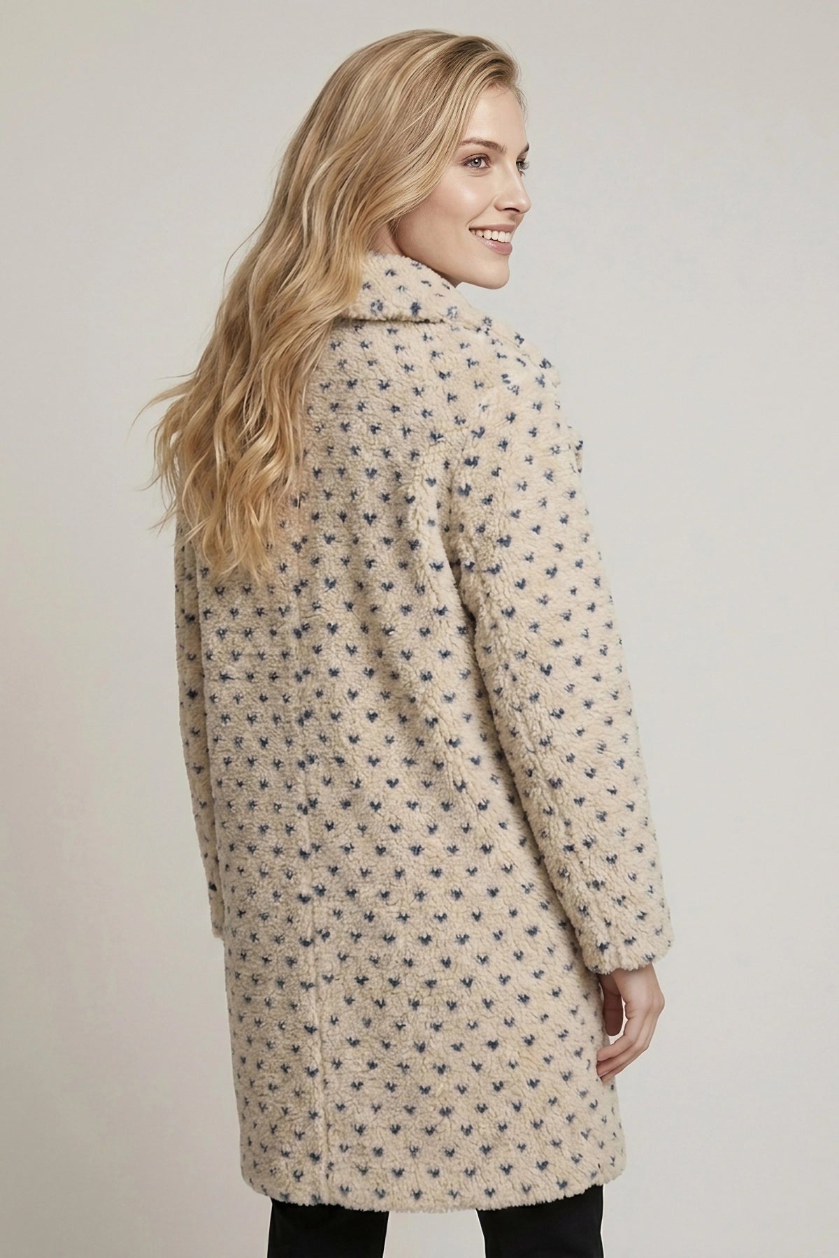 Heart Fleece Oversized Coat