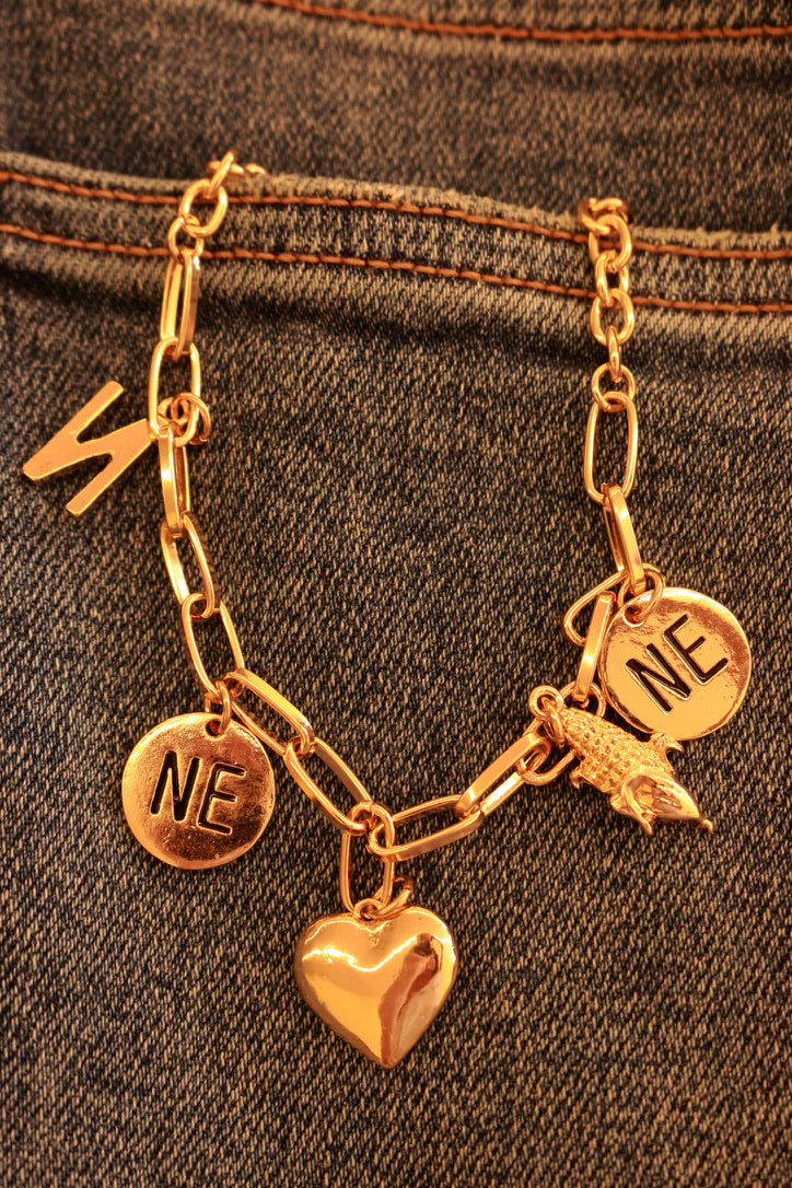 Nebraska Gameday Charm Necklace | Gold