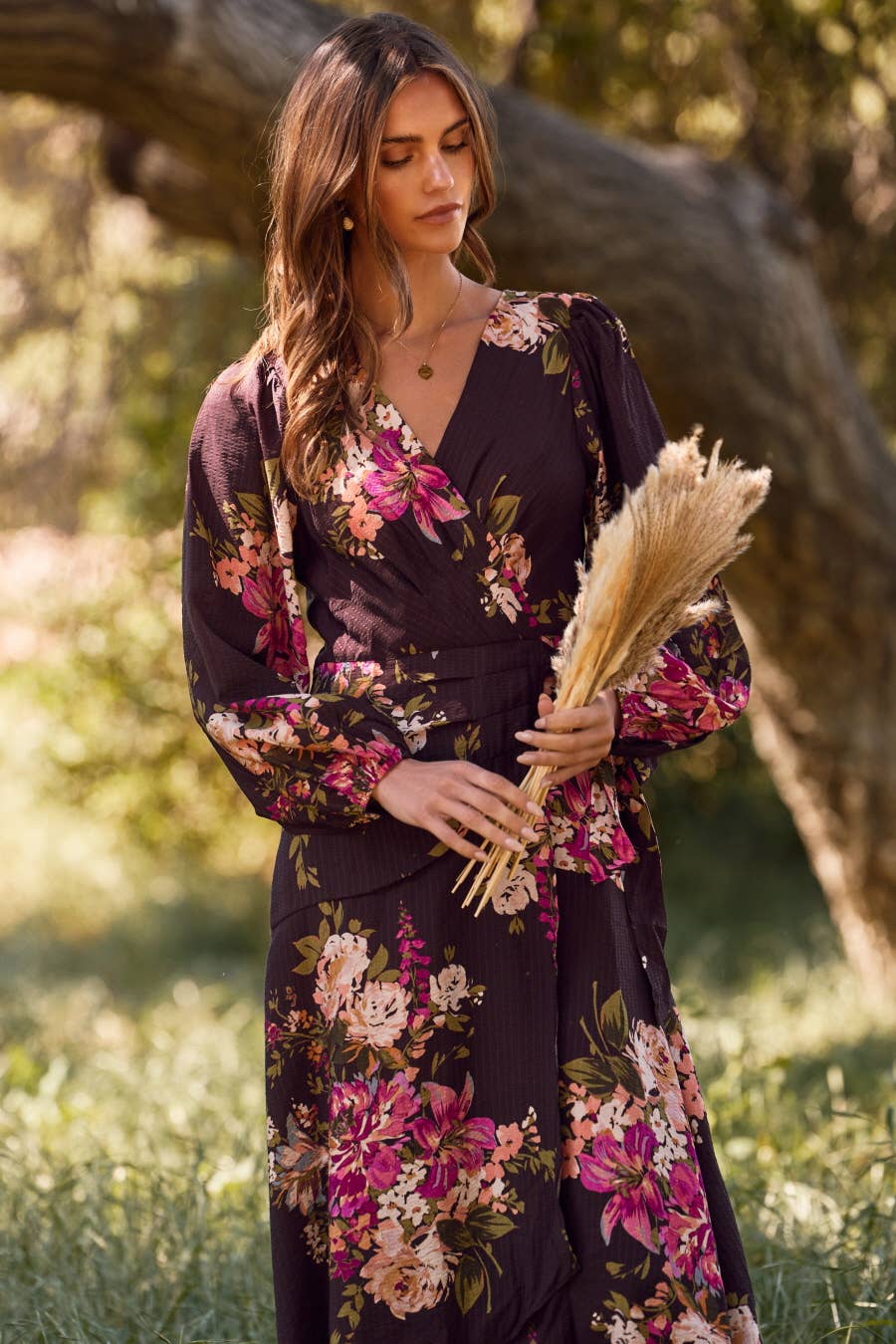 Rose Brown Wrap Dress (Plus) XL Rose Brown Wrap Dress (Plus) XL