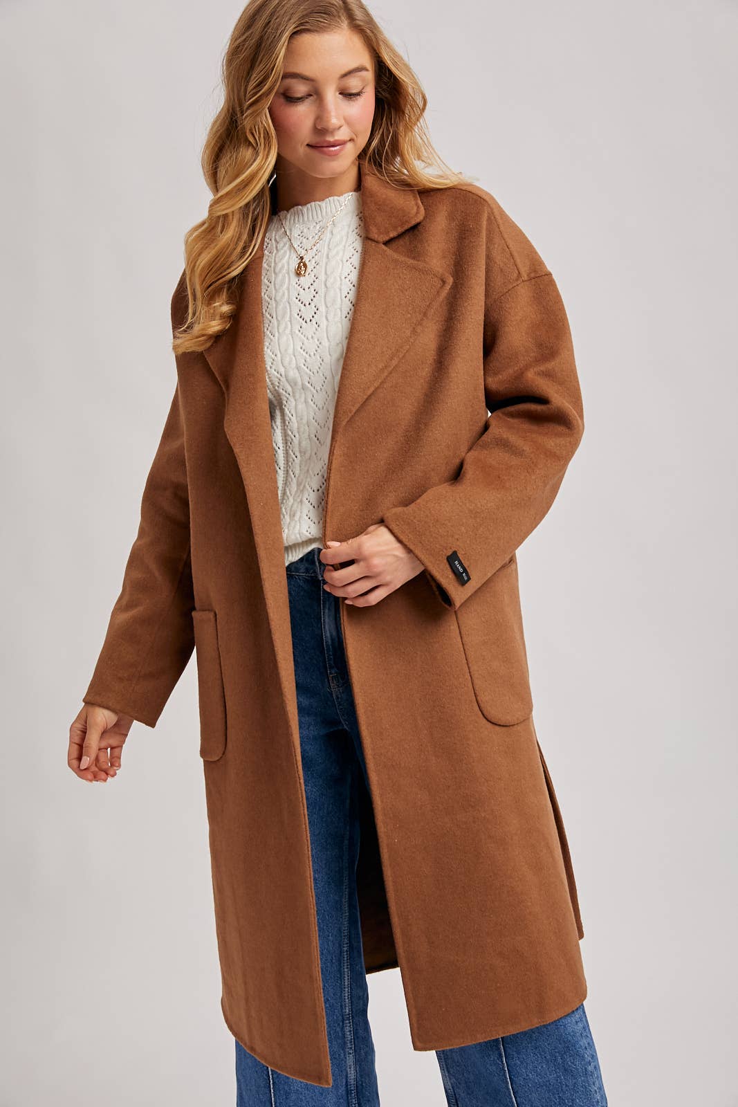 Genevieve Long Belted Coat | Camel