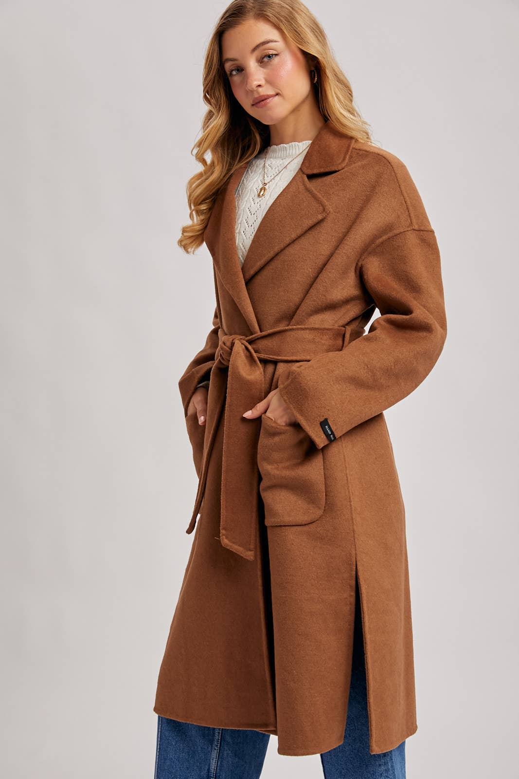 Genevieve Long Belted Coat | Camel