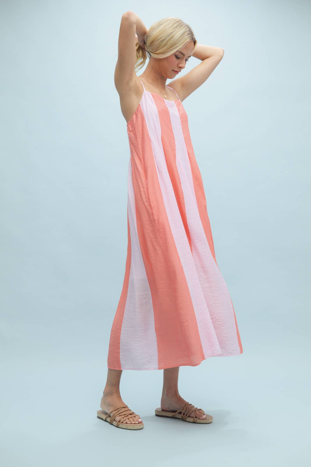 Rory Striped Dress | Light Pink + Coral