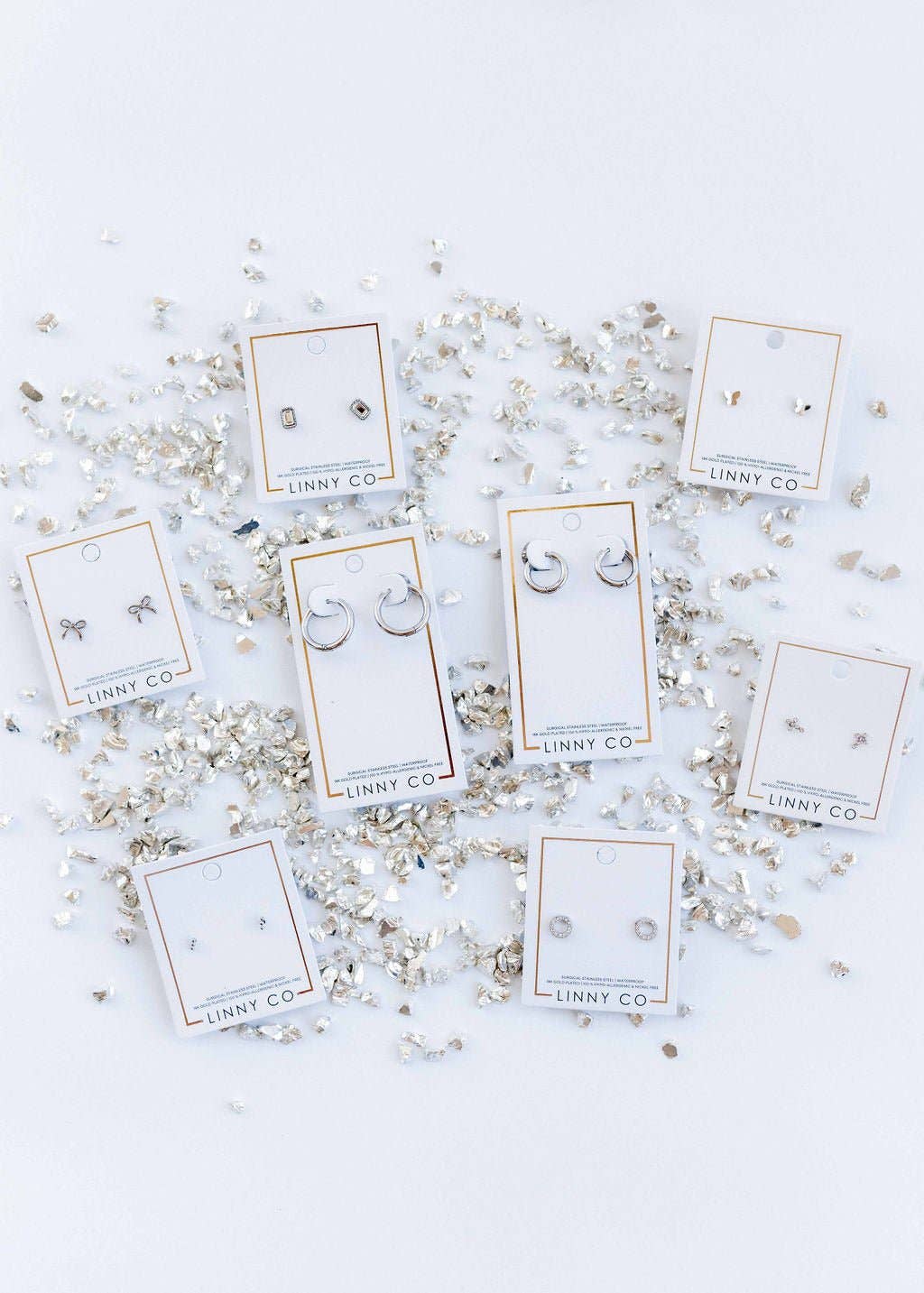 Screwback Stud Earrings - Madison Silver Clear