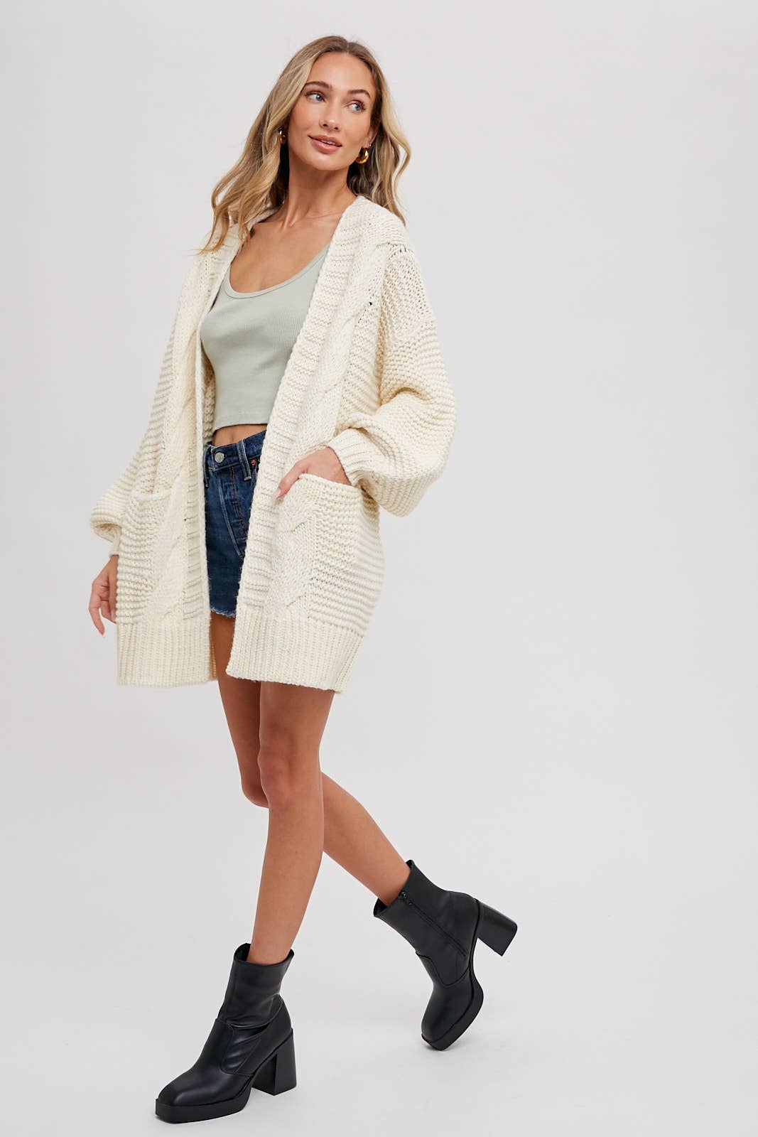 Iris Cable knit Cardigan | Ivory