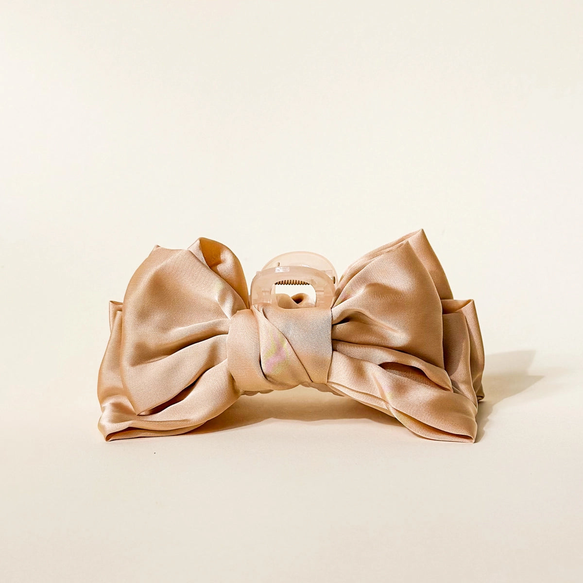 Satin Bow Claw Clip - Beige
