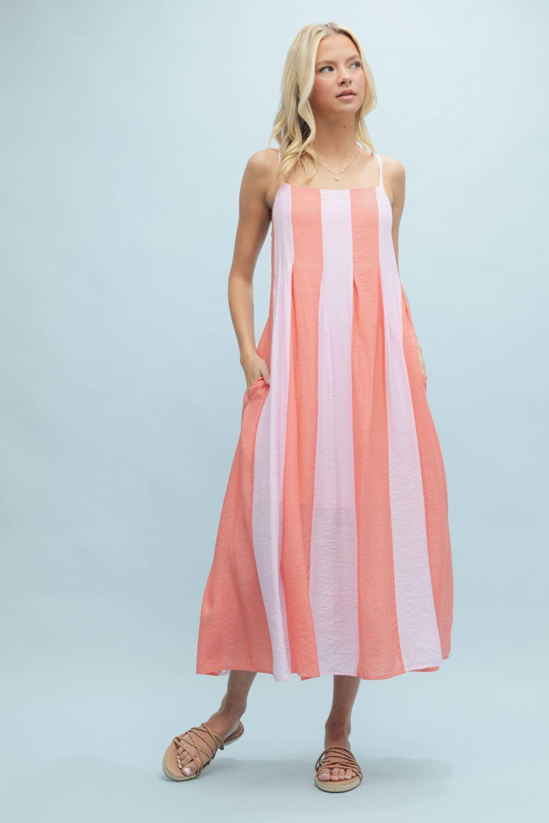 Rory Striped Dress | Light Pink + Coral