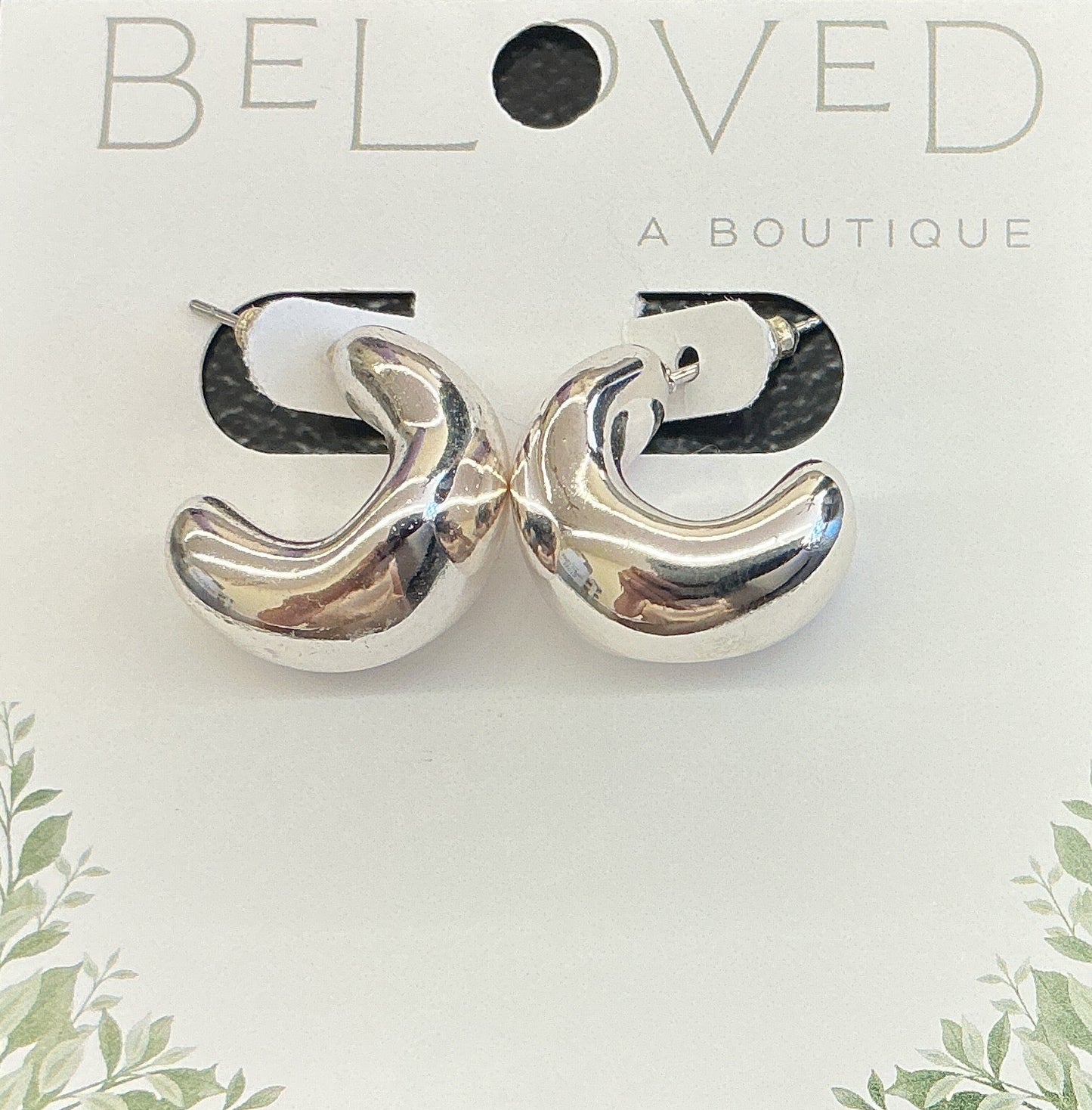 Silver Chunky Half Hoops- Small