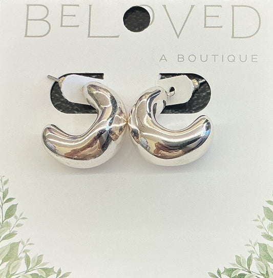Silver Chunky Half Hoops- Small