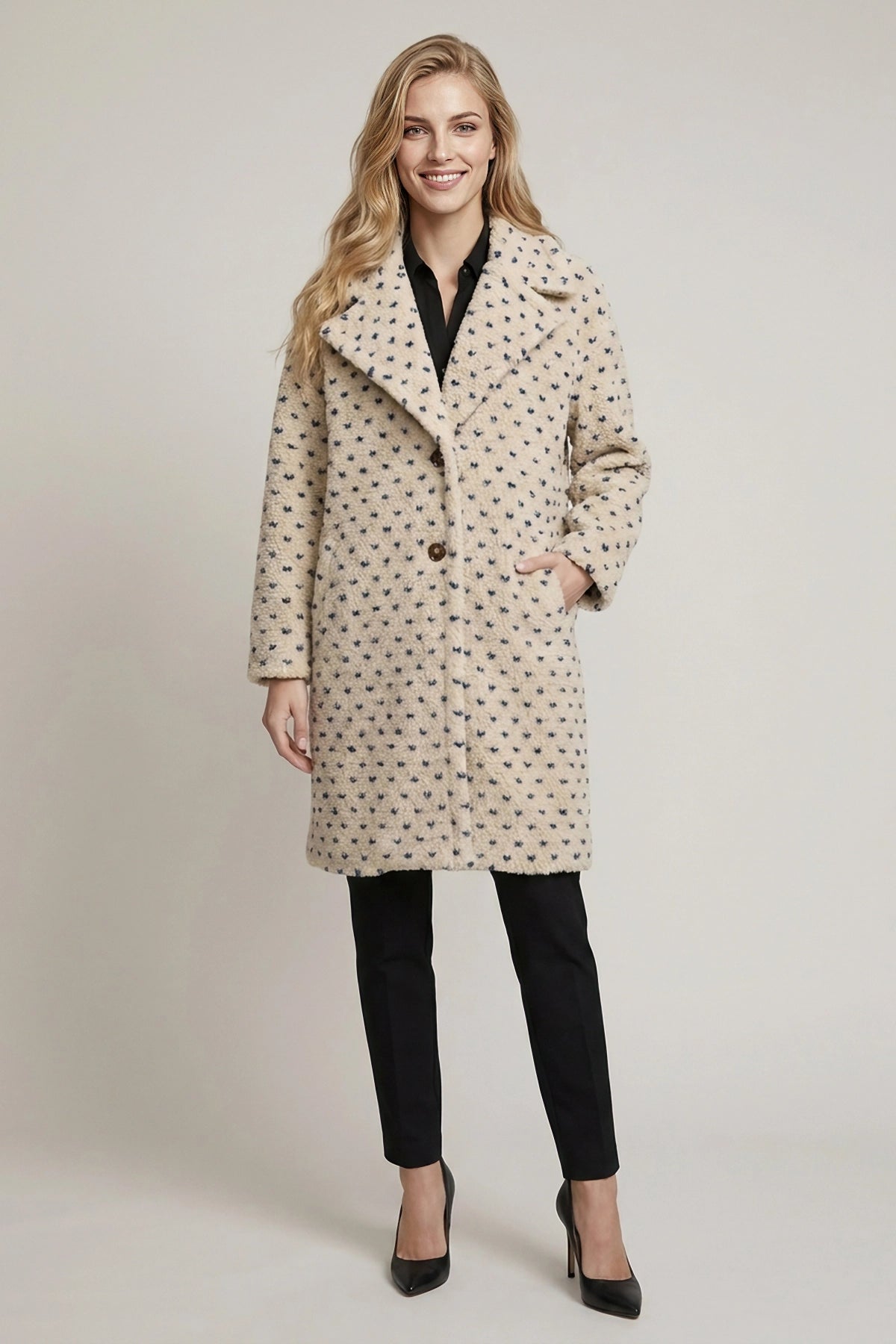 Heart Fleece Oversized Coat