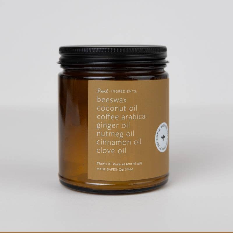 Spiced Latte Essential Oil Beeswax Jar Candle: Non-Toxic