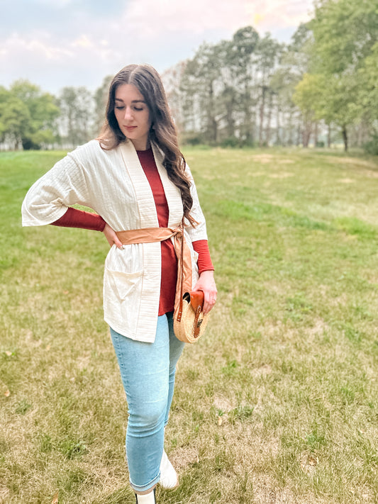 Cream Kimono with Belt