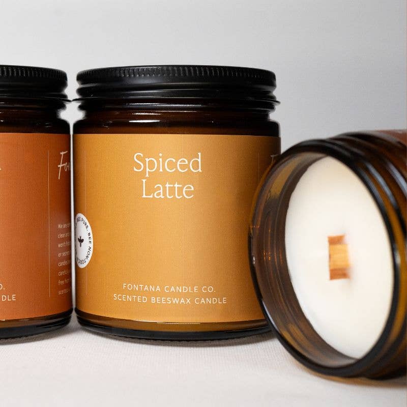 Spiced Latte Essential Oil Beeswax Jar Candle: Non-Toxic