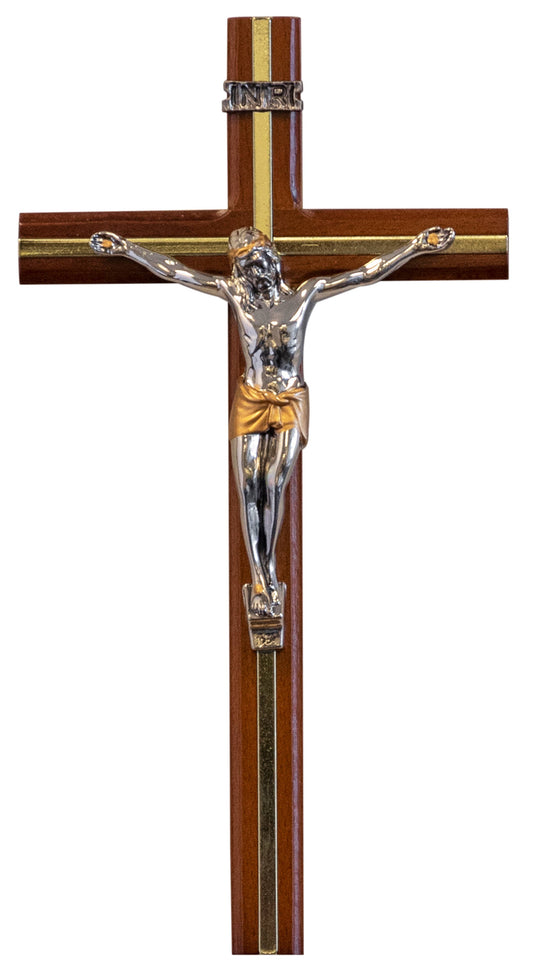 Dark Brown Wall Crucifix with Silver-Tone Corpus