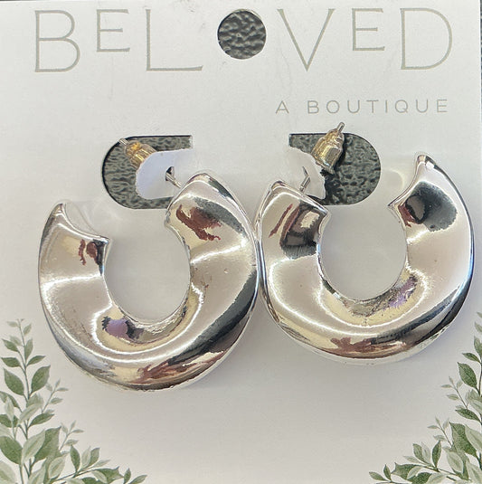 Silver Chunky Half Hoop