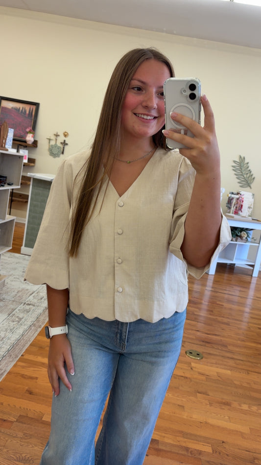 Sadie Linen Blouse | Oatmeal