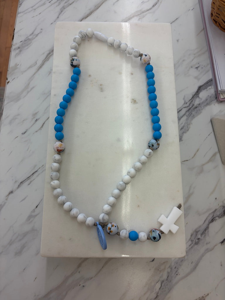 Baby Rosary | Blue, White + Floral