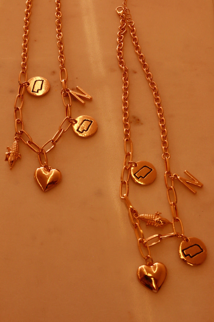 Nebraska Gameday Charm Necklace | Gold