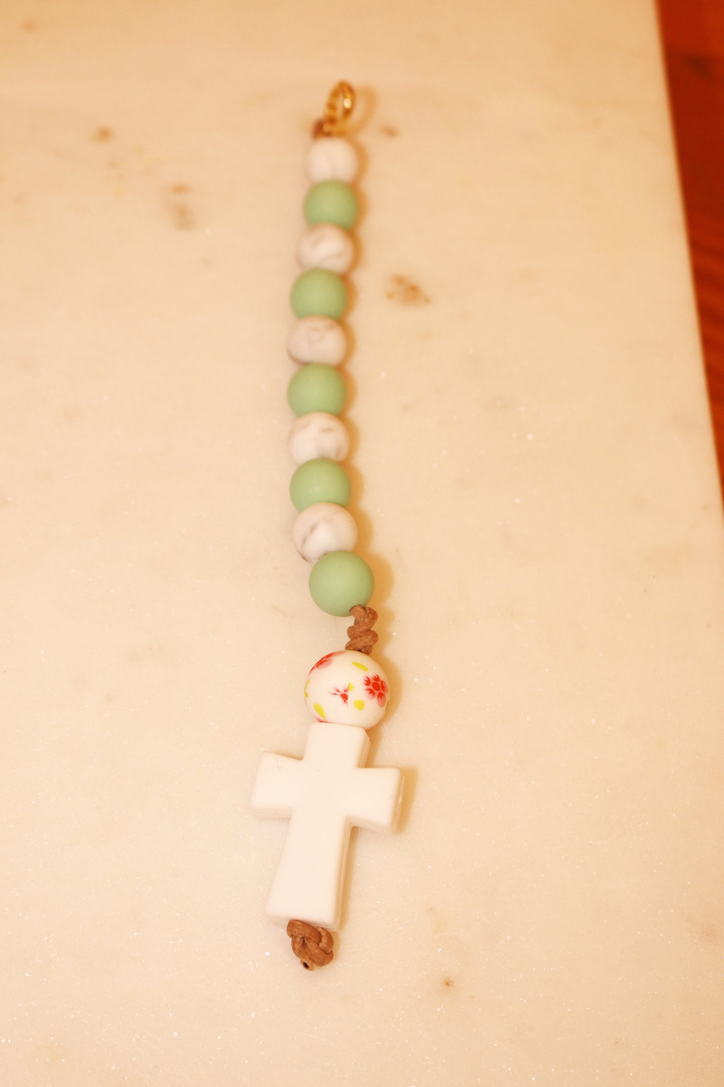 Decade Rosary Keychain | Mint + Marble