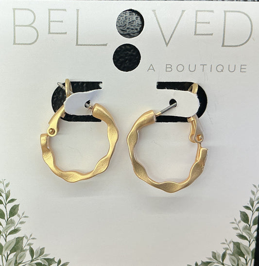 Gold Textured Hoops- Small