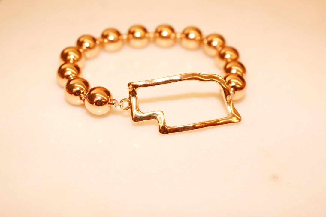 Nebraska State Bracelet | Gold