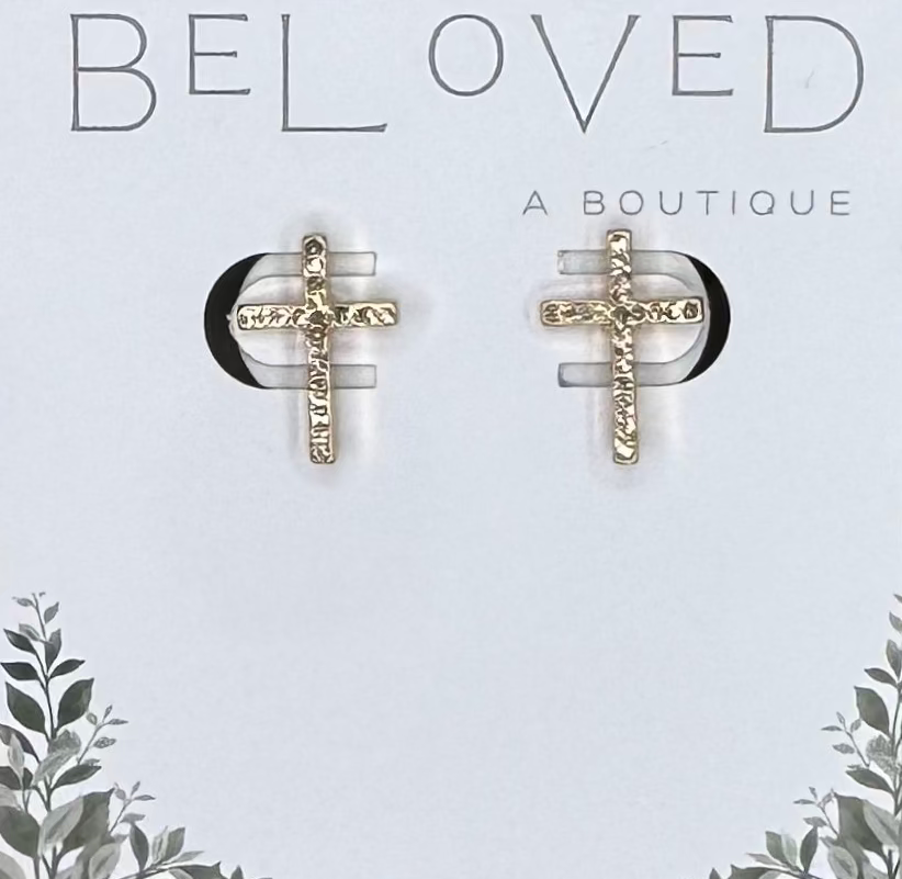 Gold Cross Earring