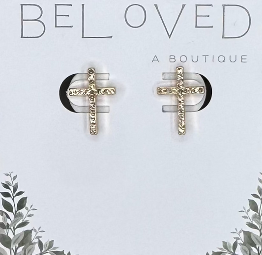 Gold Cross Earring