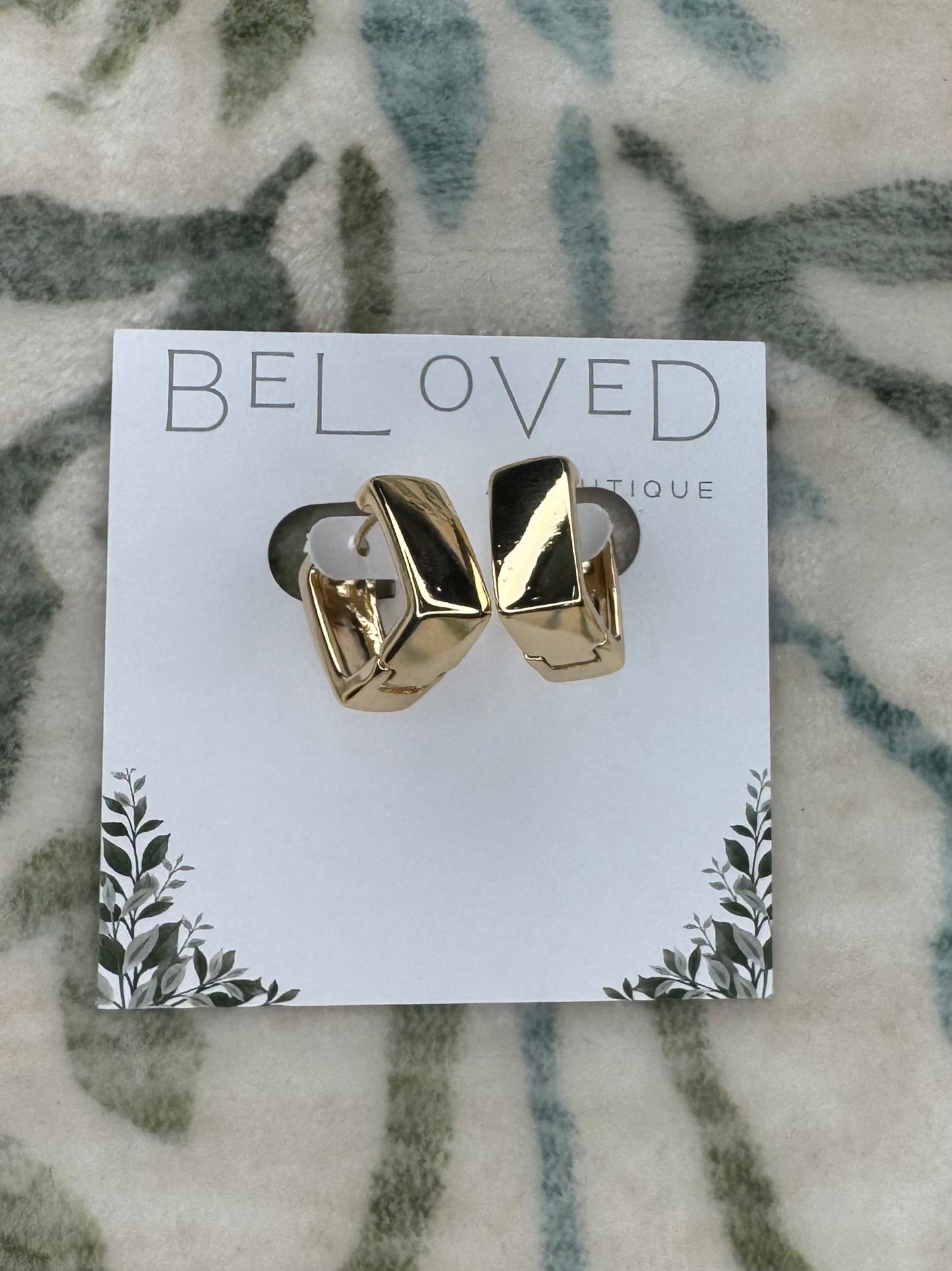 Gold Square Hoops