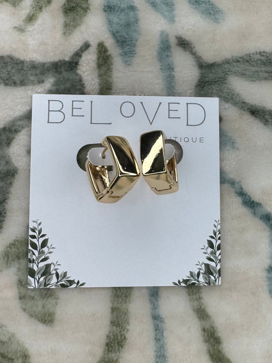 Gold Square Hoops