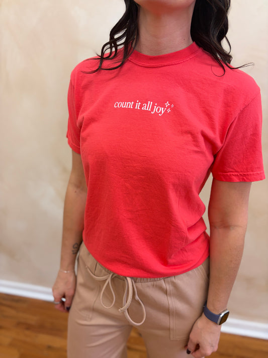 Count It All Joy Tee - Cherry Red