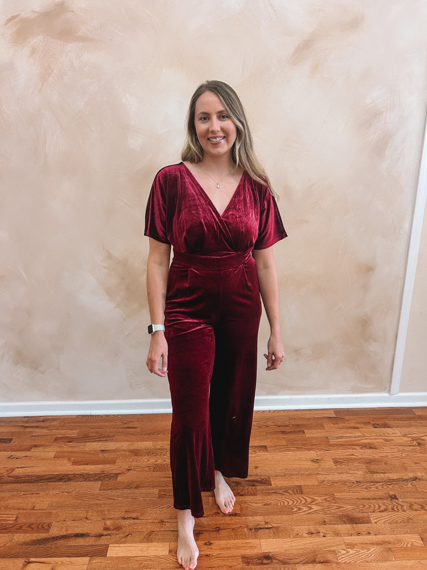 Cora Velvet Jumpsuit | Burgundy