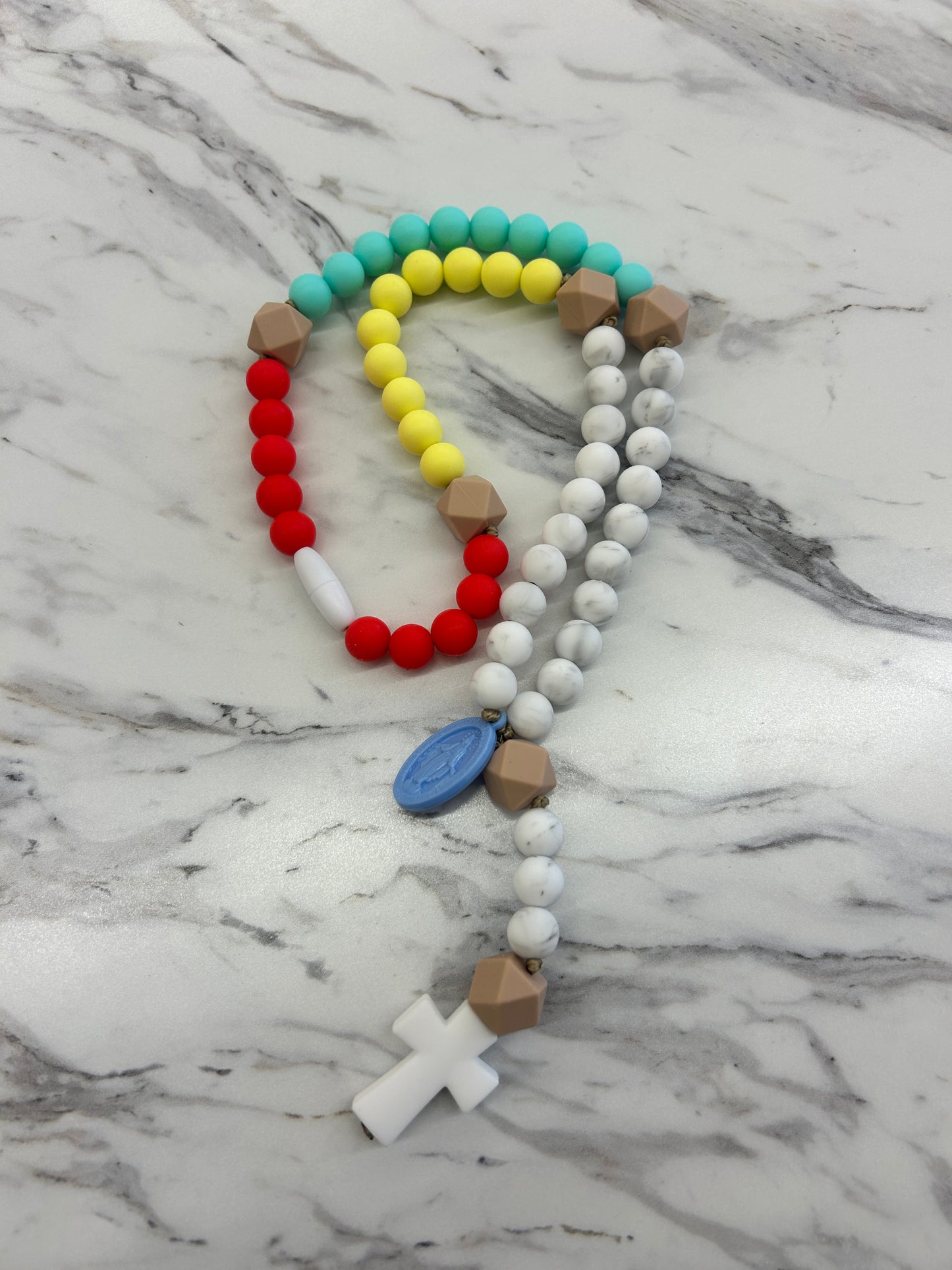 Baby Rosary | Neon + White Marble