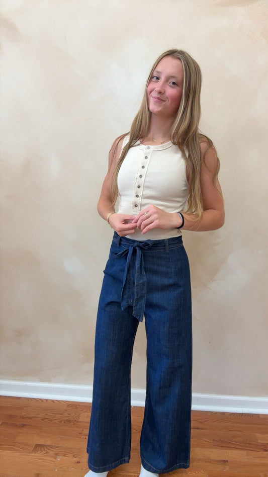 Selena Denim Tie-Waist Pants