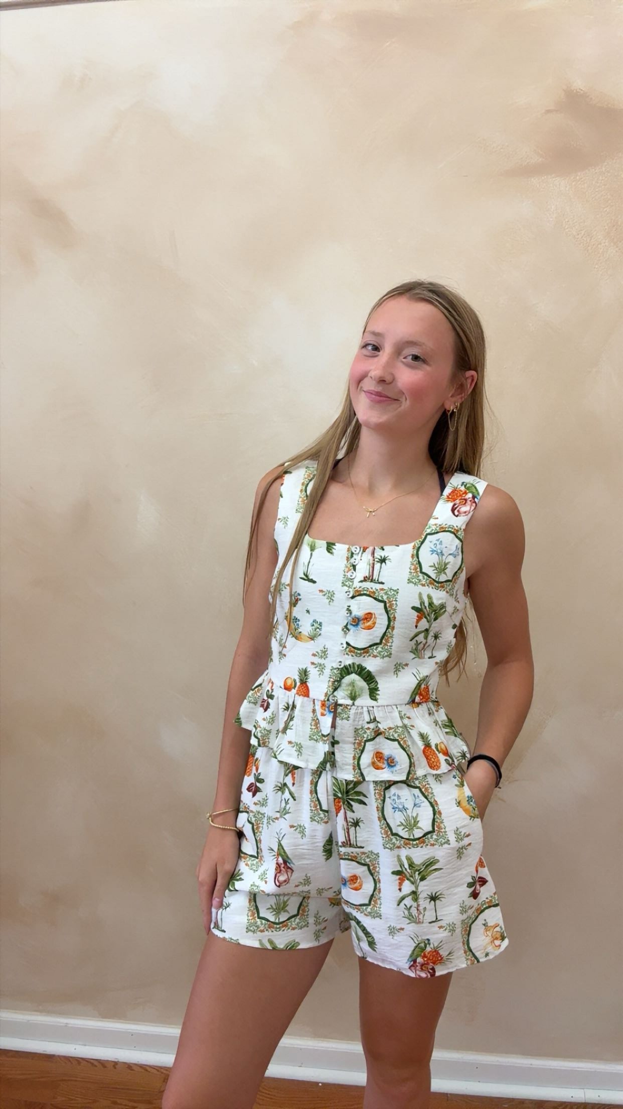 Tropical Peplum Tank