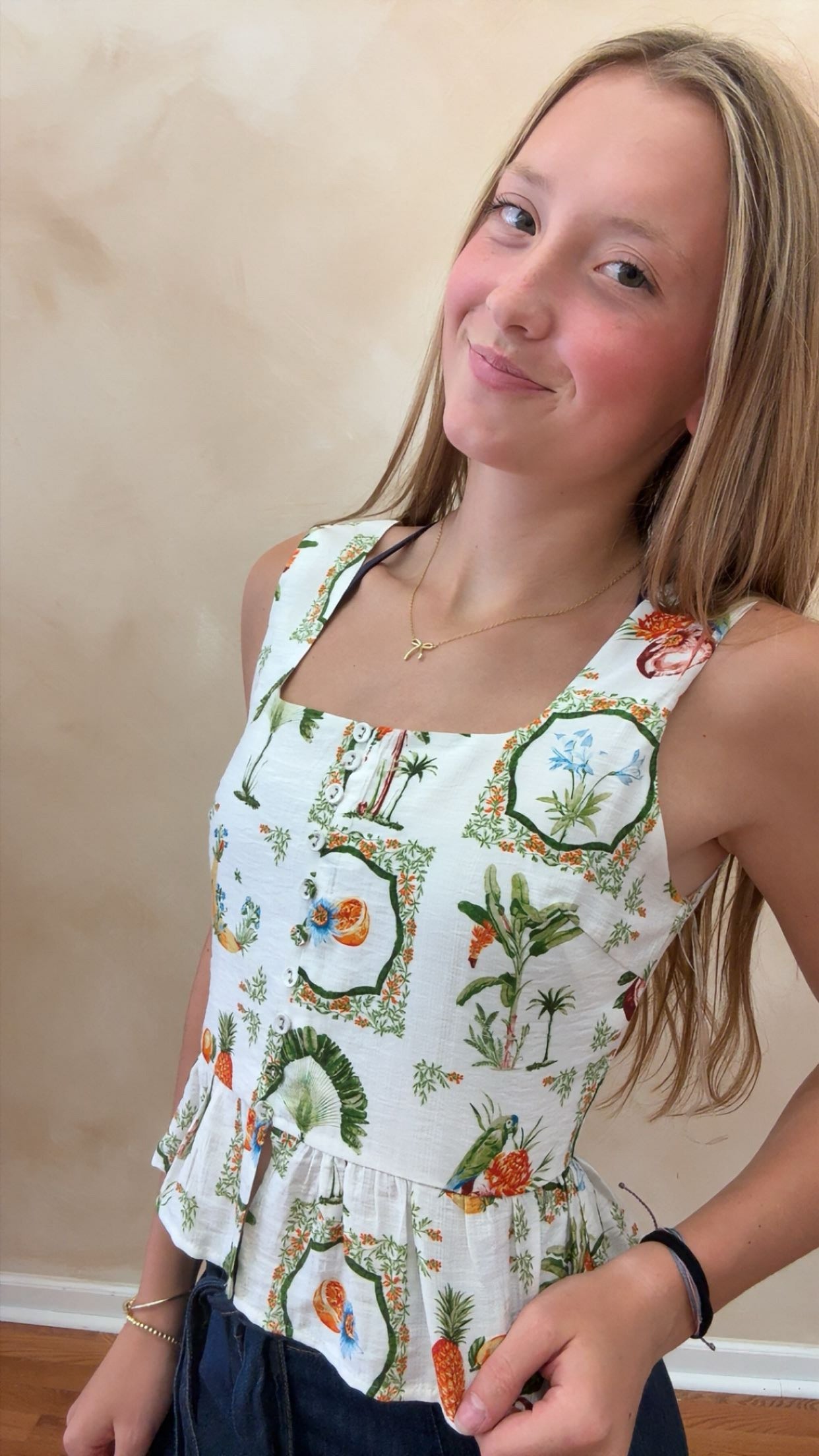 Tropical Peplum Tank