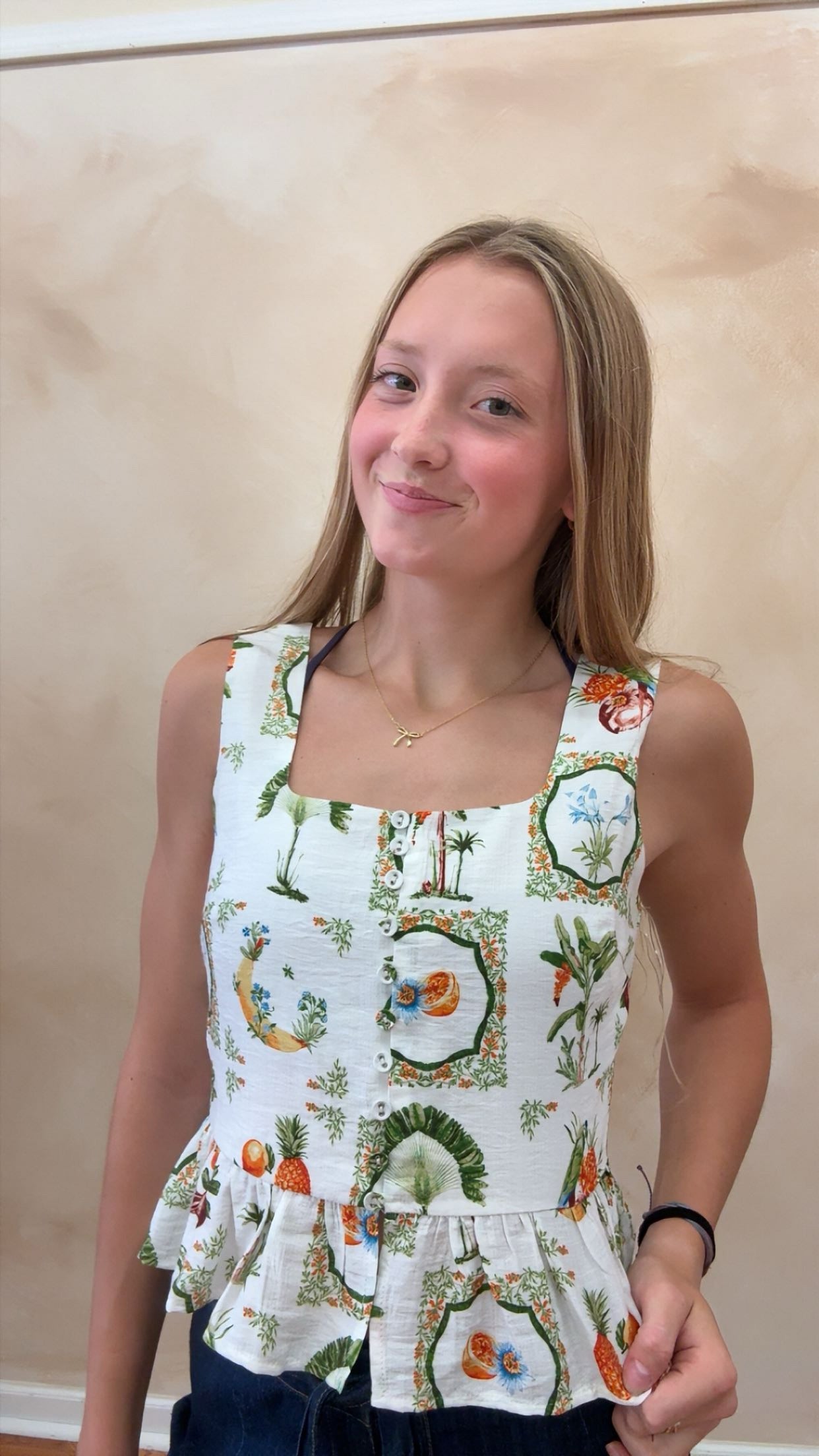 Tropical Peplum Tank