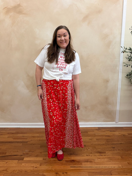 Melanie Skirt | Red Floral