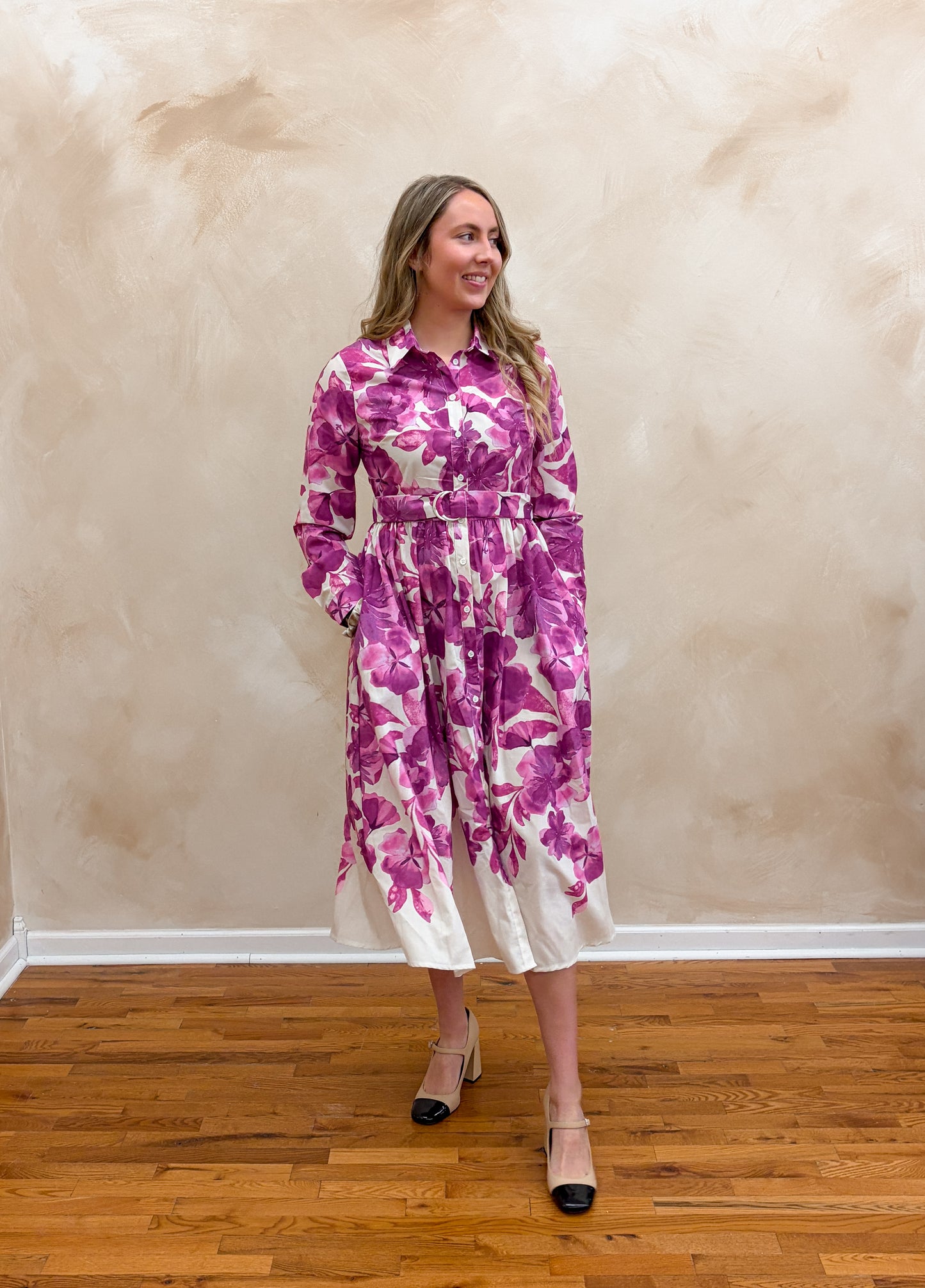 pink city prints isabel dress Pink City Prints Scarlet Forest Isabel High Neck In Pink