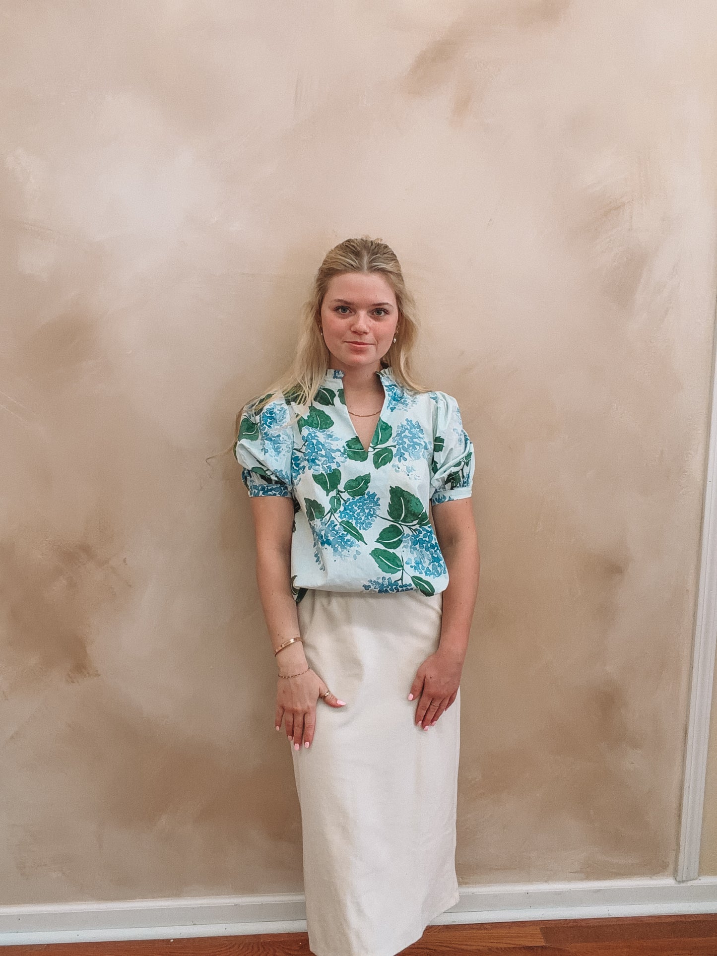 Hydrangea Puff Sleeve Top