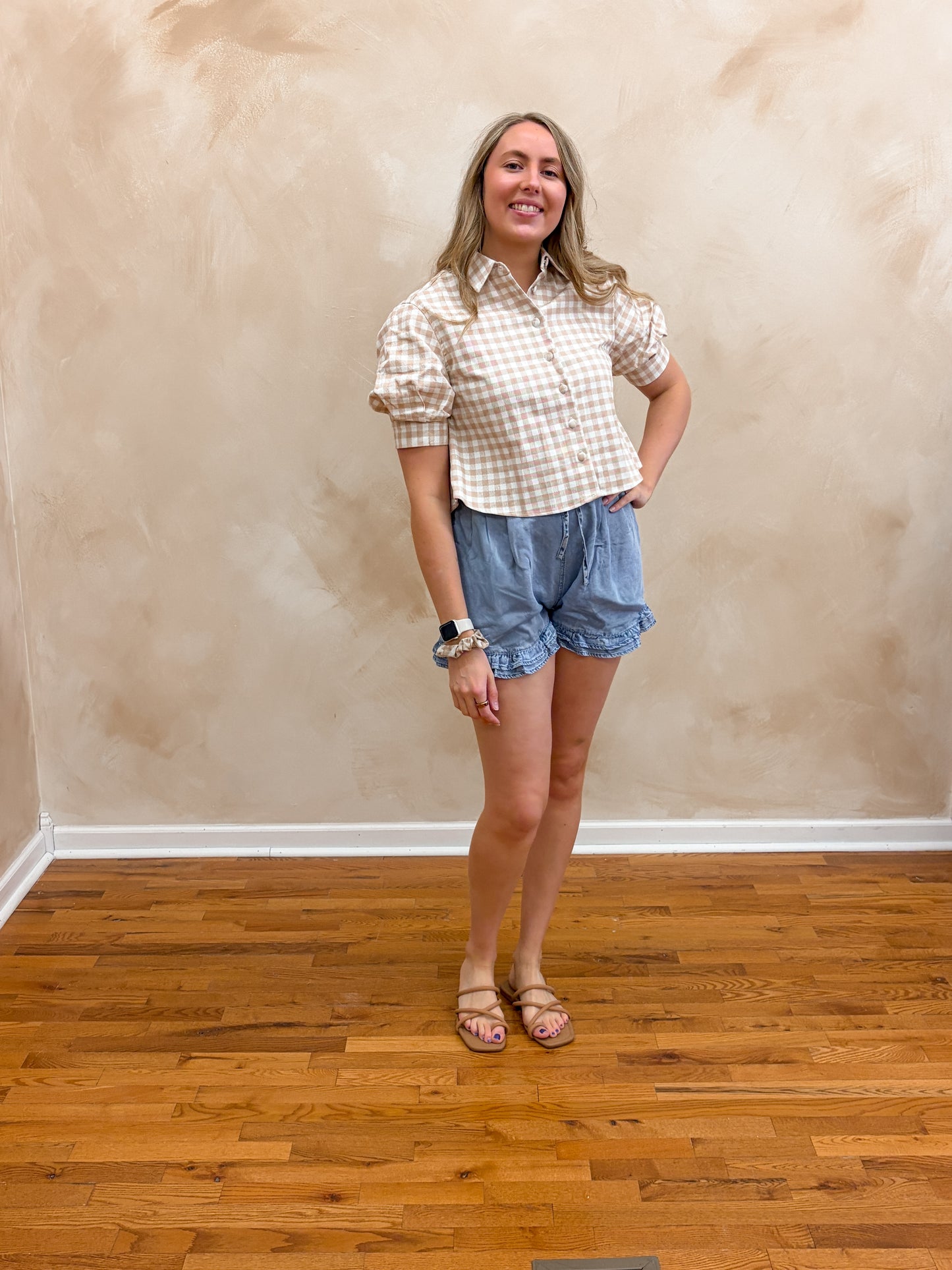 Ruffle Soft Denim Shorts | Light Wash