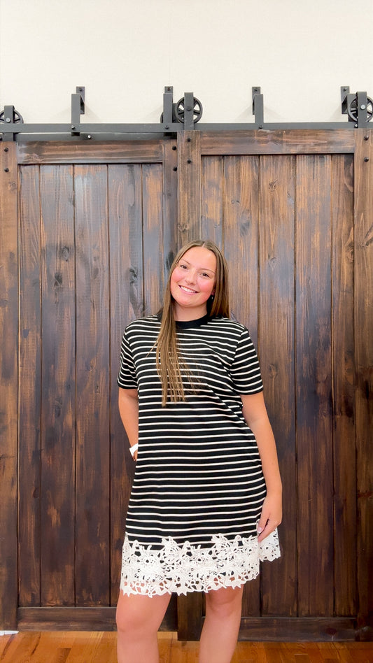 Anna Striped Dress | Black