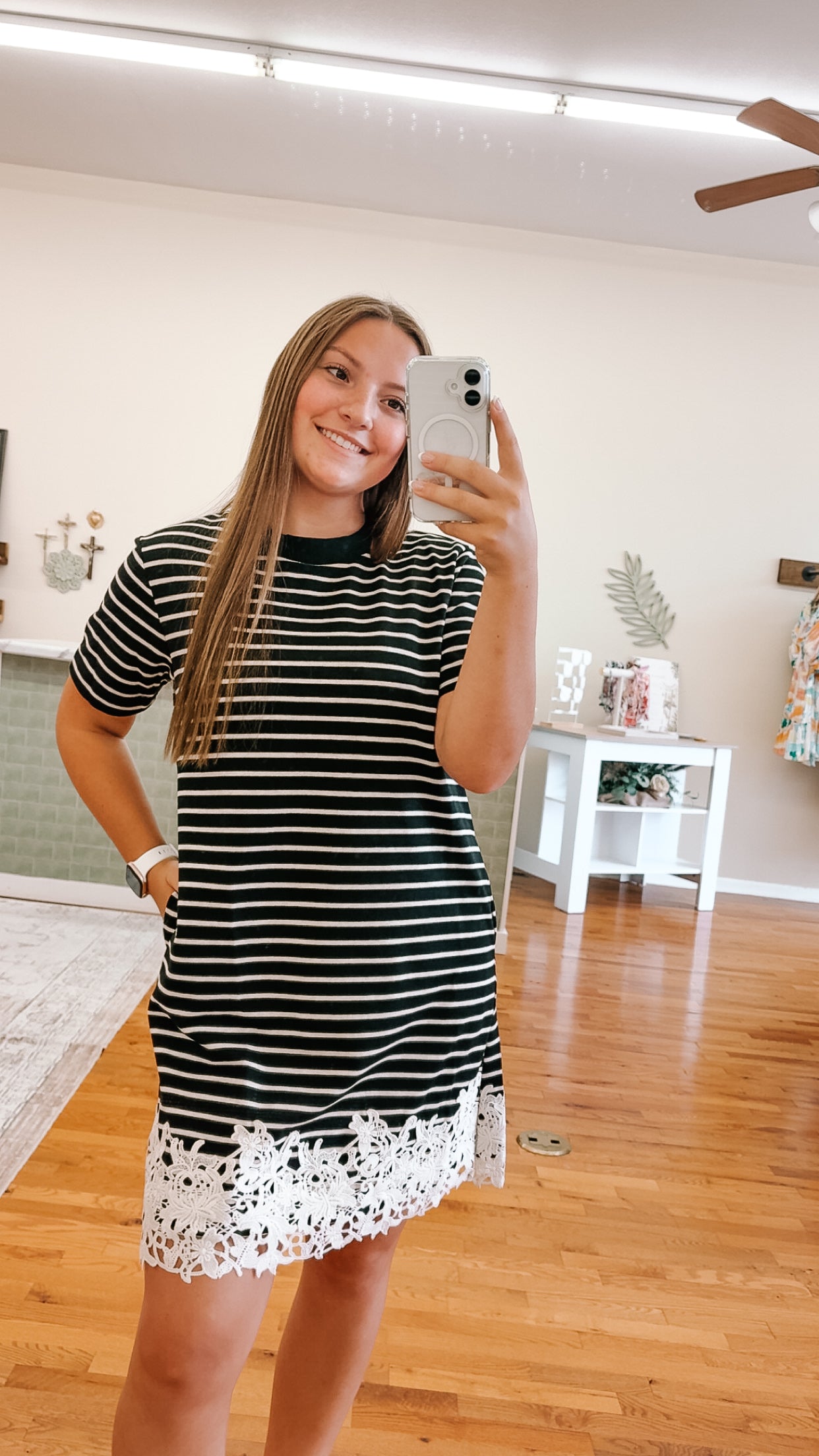 Anna Striped Dress | Black
