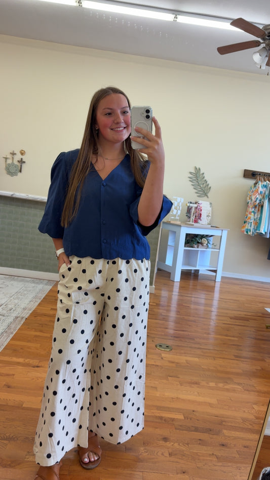 Polka Dot Linen Pants