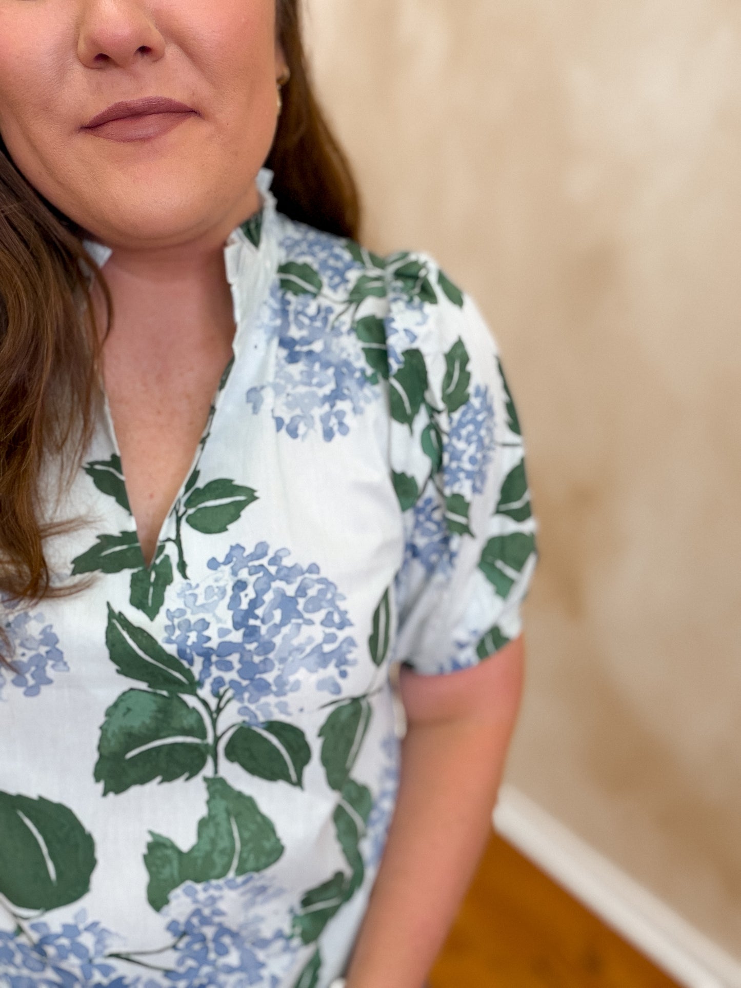 Hydrangea Puff Sleeve Top