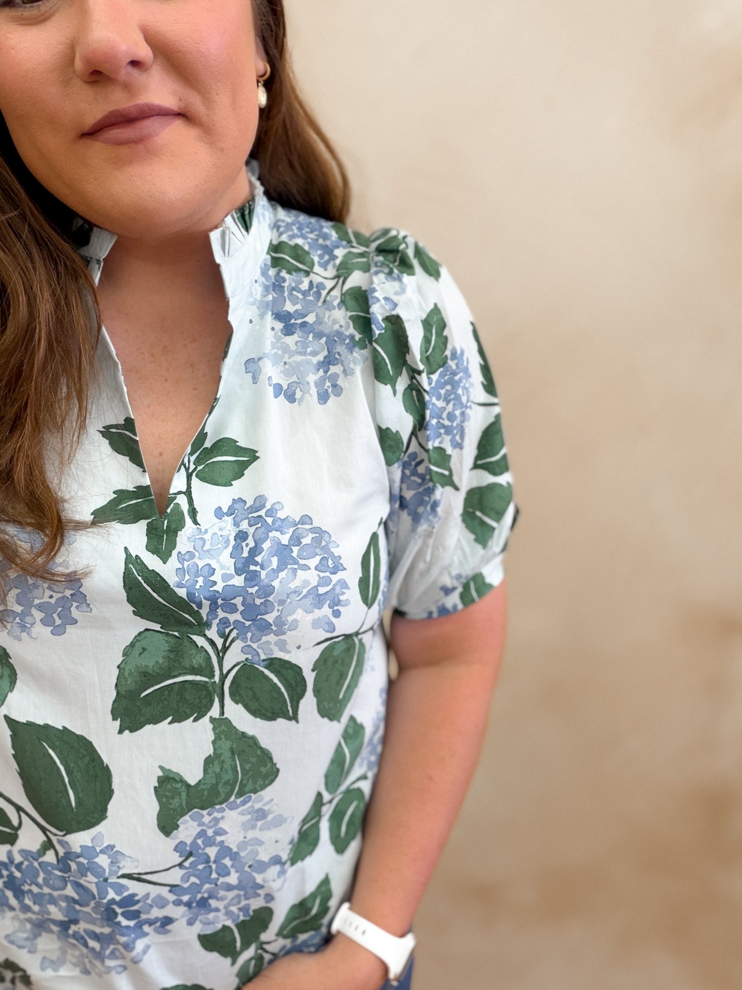 Hydrangea Puff Sleeve Top