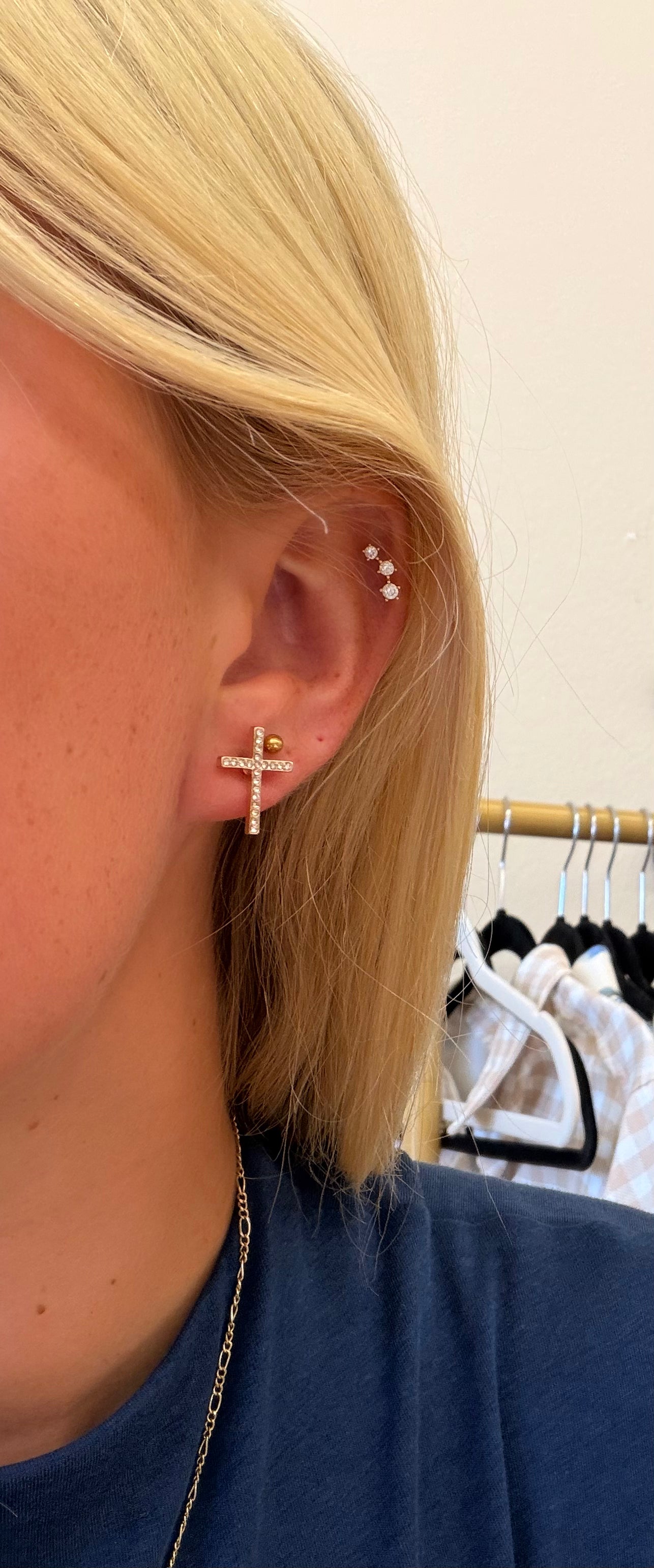 Gold Cross Earring
