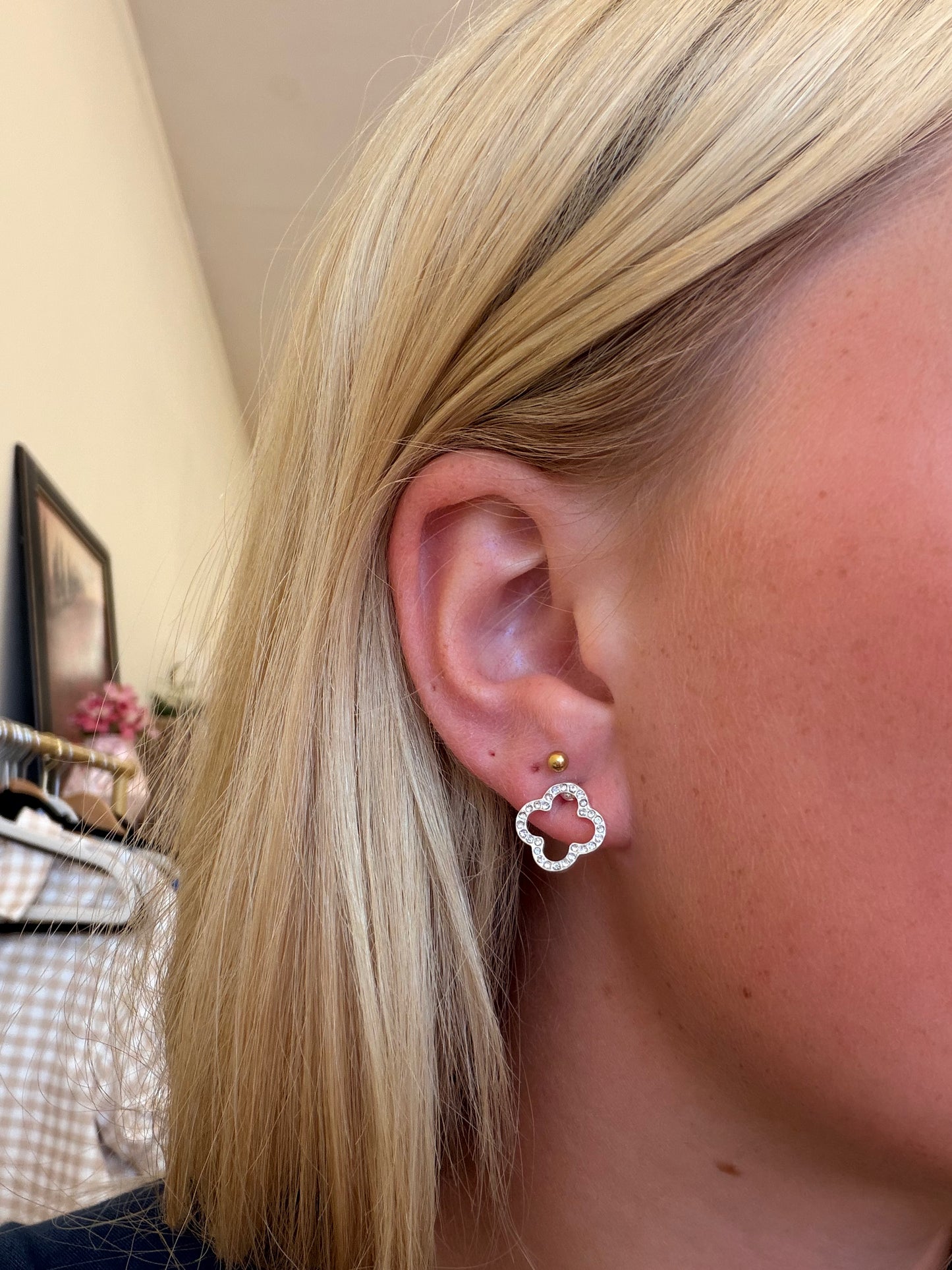 Silver Clover Studs